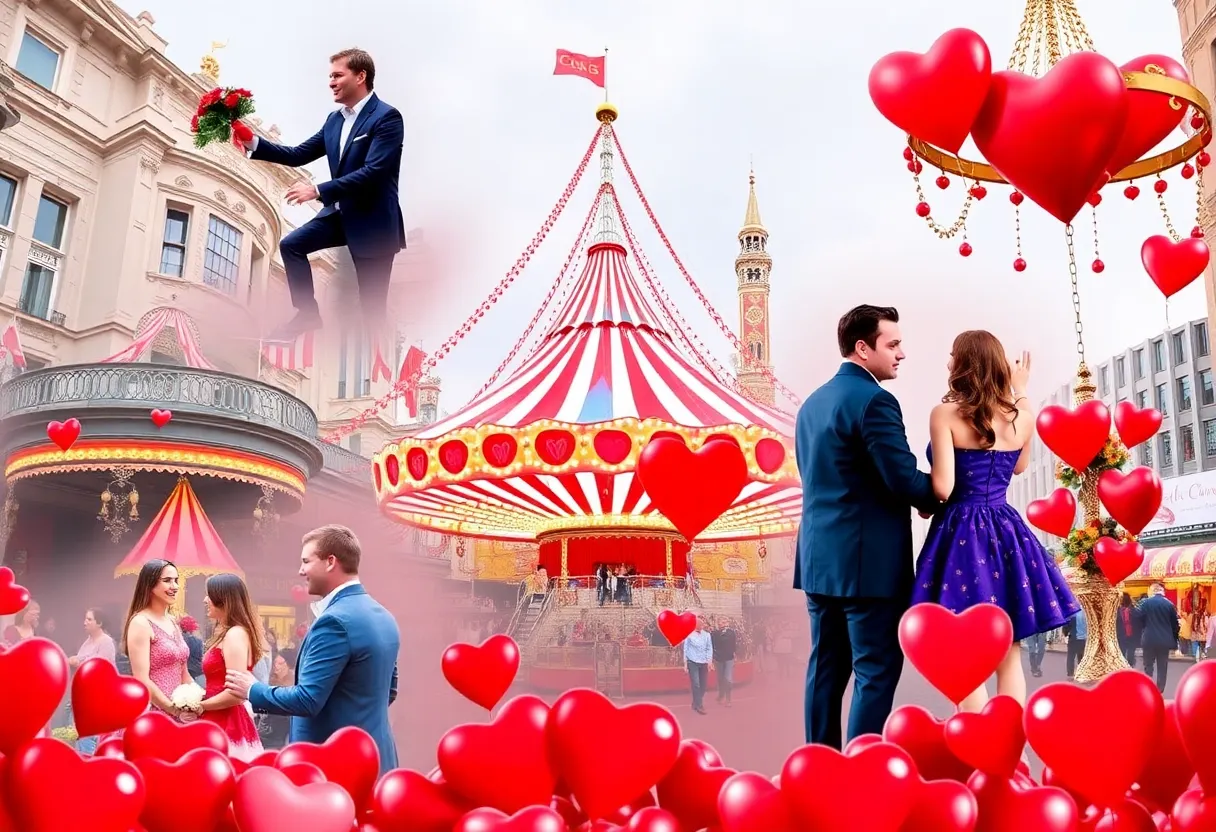 A colorful display of circus performances and Valentine's celebrations in Philadelphia.