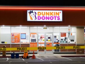 Police investigation site outside Dunkin' Donuts