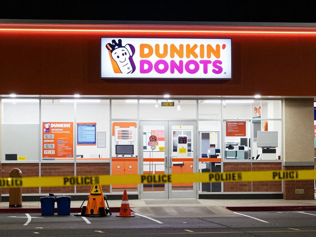 Police investigation site outside Dunkin' Donuts