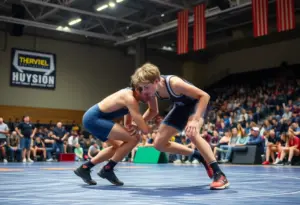 Saucon Valley wrestlers competing in the 2026 District 11 2A championship match.