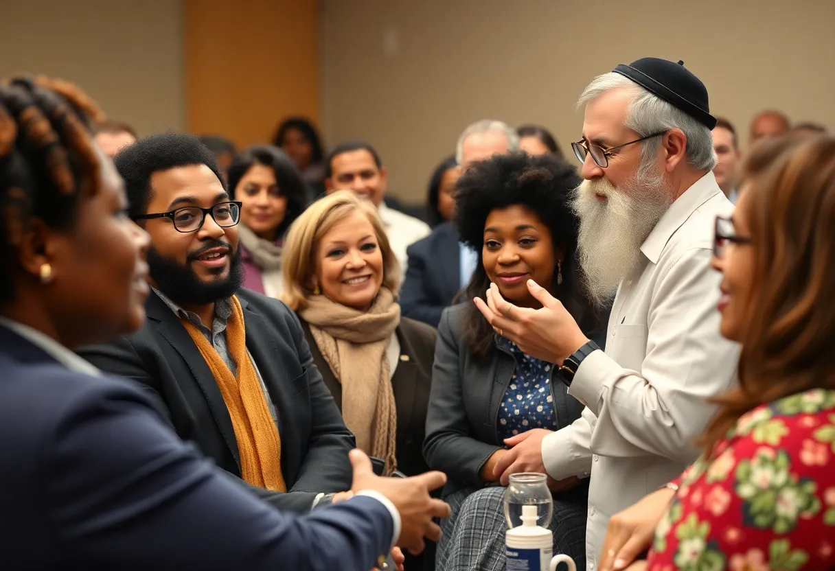 Community members engaging in dialogue at the combating hate forum in Philadelphia
