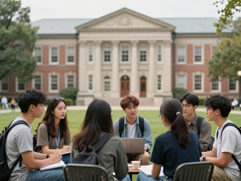 Diverse student group at University of Pennsylvania campus