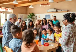 Community members supporting children at Upper Darby daycare