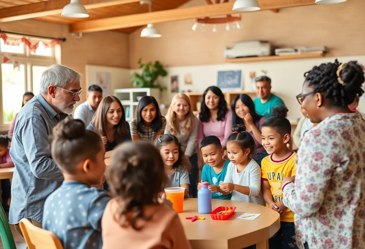 Community members supporting children at Upper Darby daycare