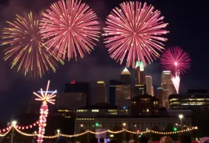 Fireworks over Philadelphia during the Wawa Welcome America festival