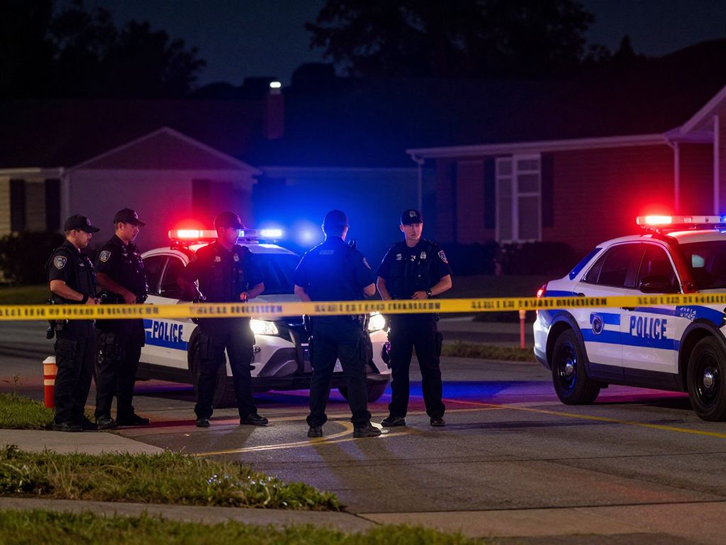 Police officers investigating a crime scene in West Deptford.