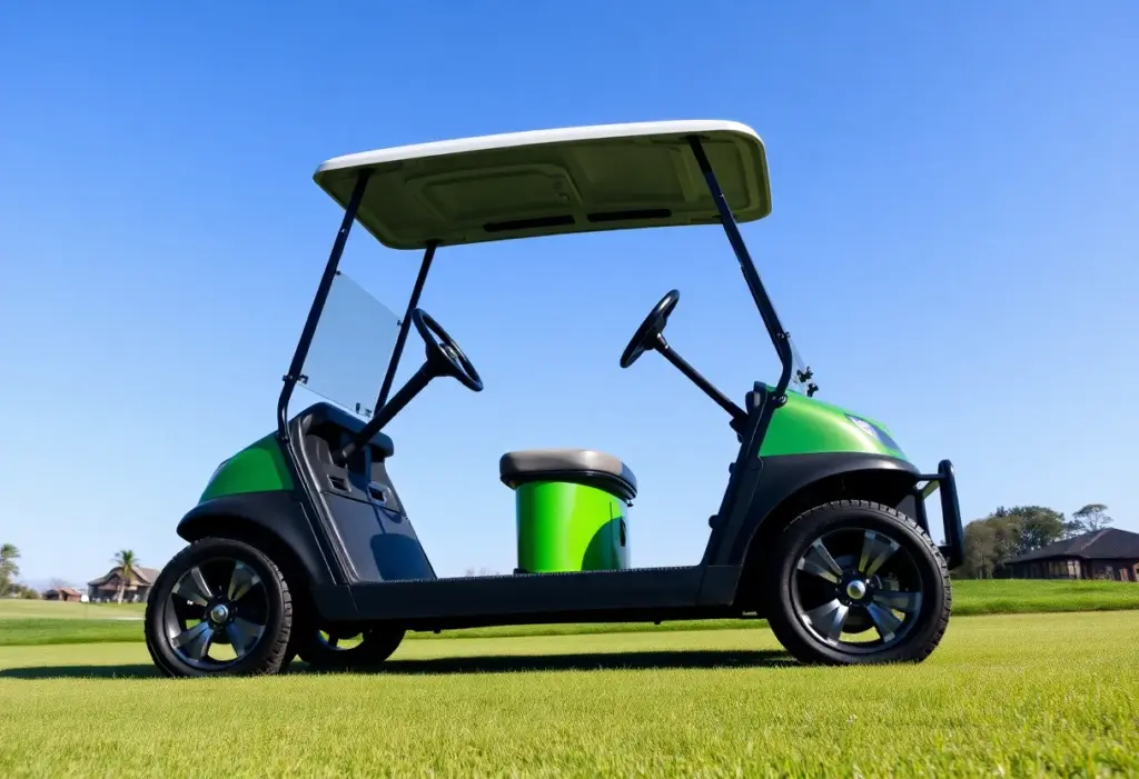 A Yamaha golf car parked on a golf course