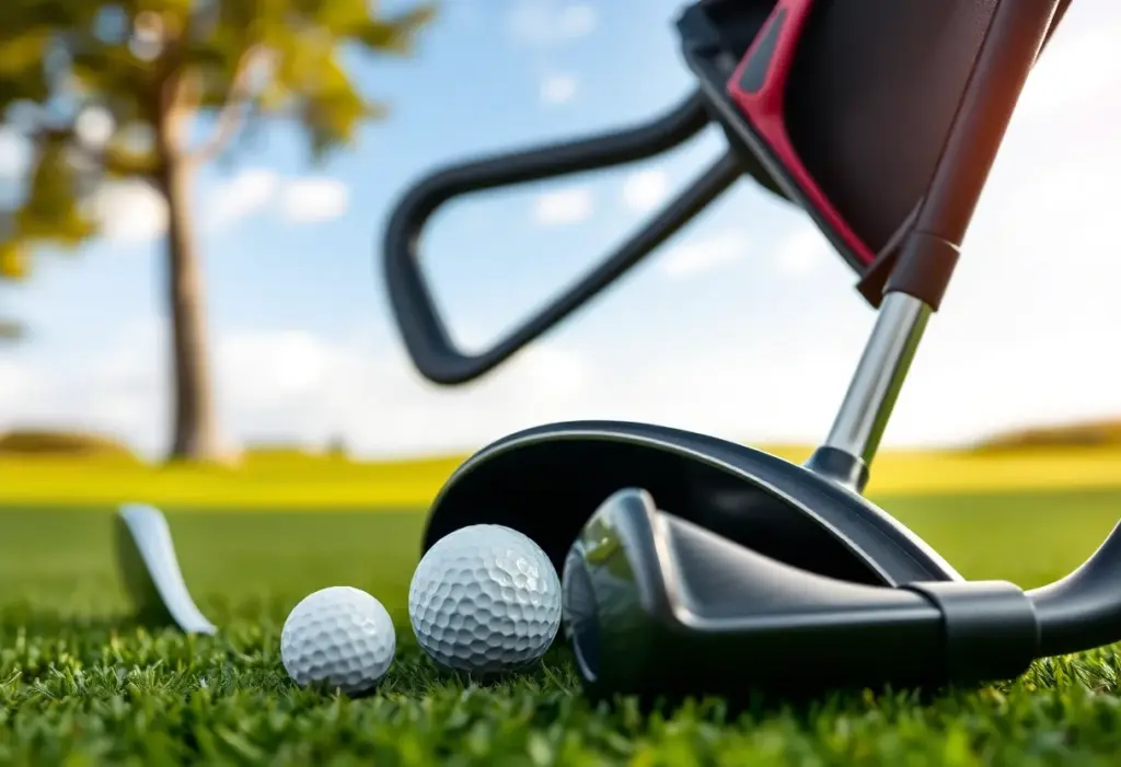 A golfer using Callaway golf equipment on a sunny day at the golf course.
