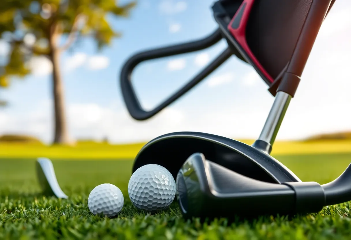 A golfer using Callaway golf equipment on a sunny day at the golf course.