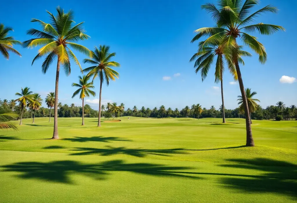 A panoramic view of a golf course under the Florida sun.