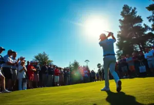 Display of various golf clubs and accessories