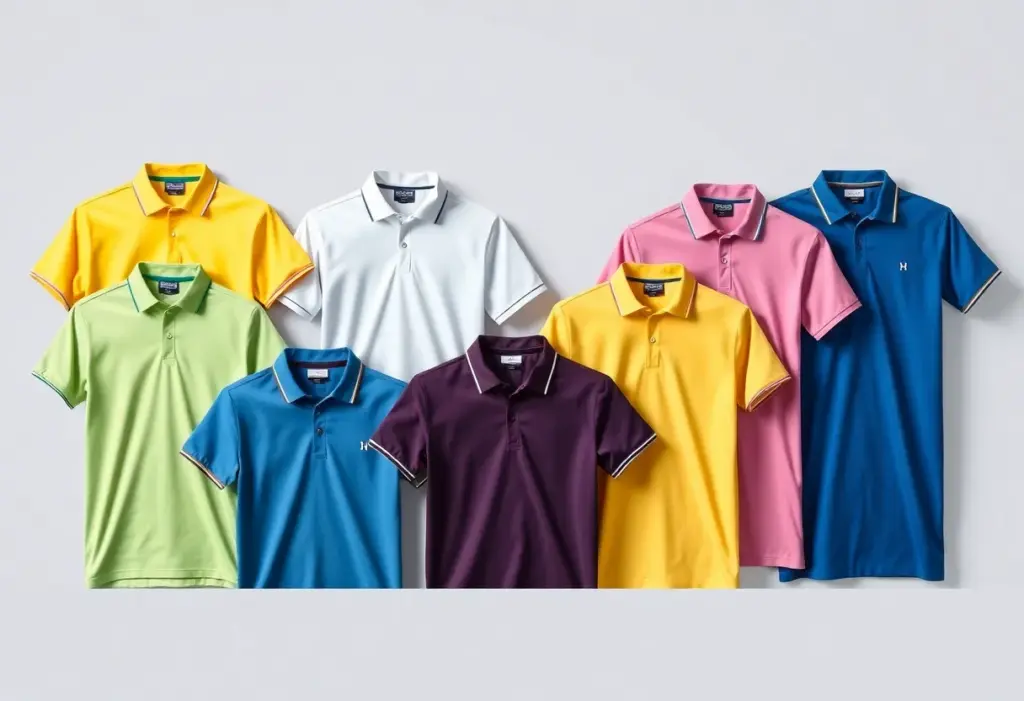 Stylish golf polo shirt on a golf course