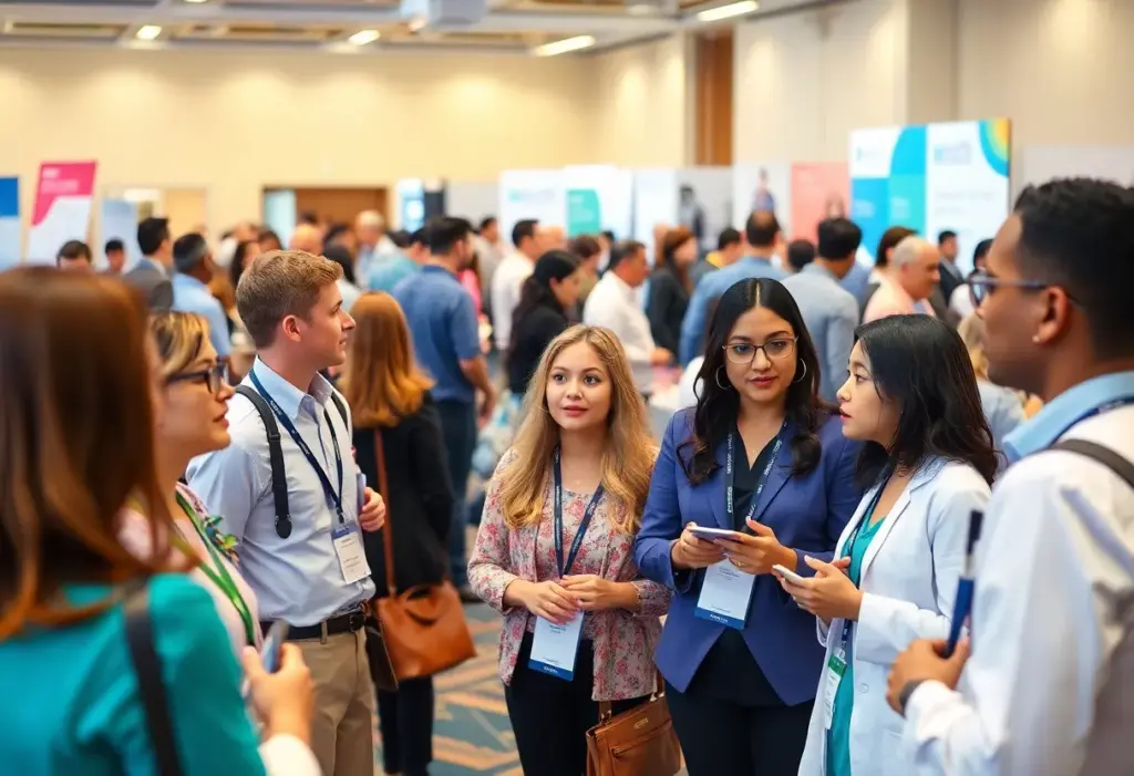 A collage of health events and professionals at conferences in Philadelphia.