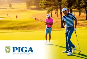 Golfers playing on a course with Ashworth apparel