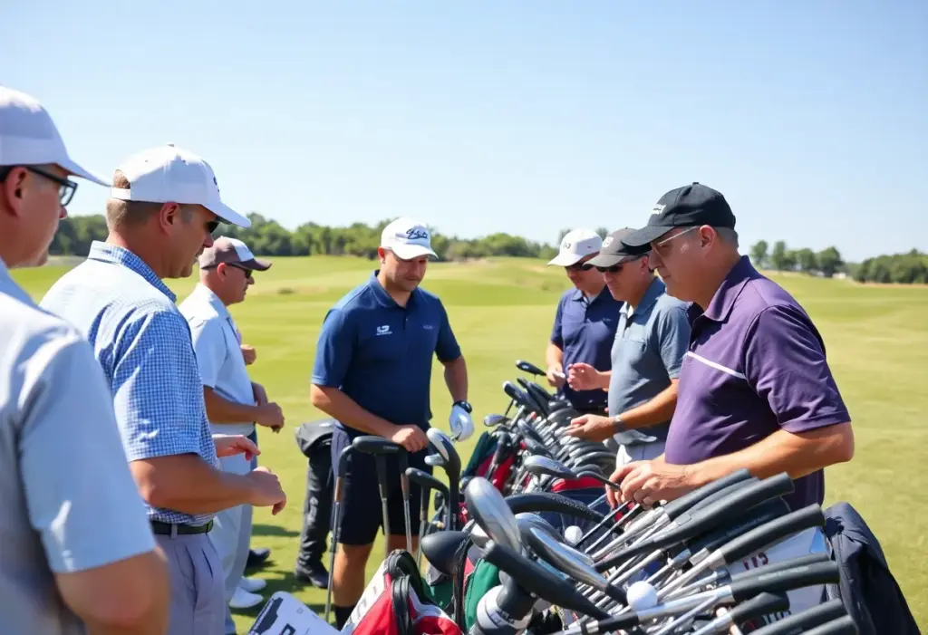 Golf professionals trading in equipment at StickX Golf trade-in station
