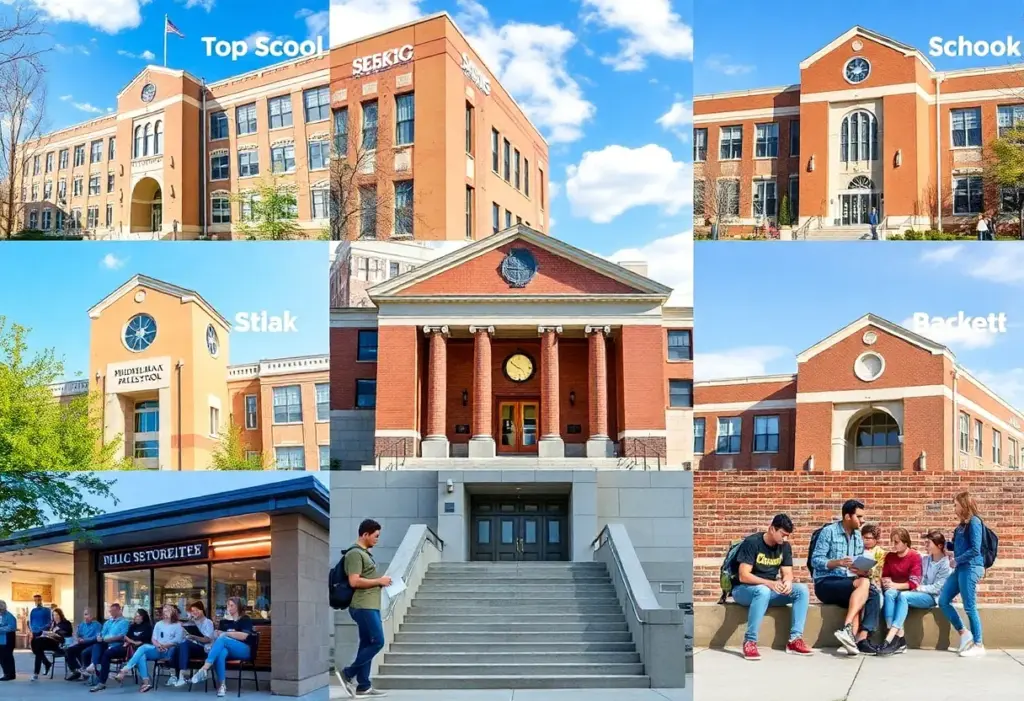 Collage of Philadelphia's top high schools with students engaged in learning