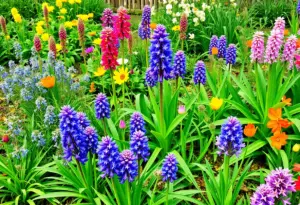 A colorful spring garden in Philadelphia featuring trendy flowers.