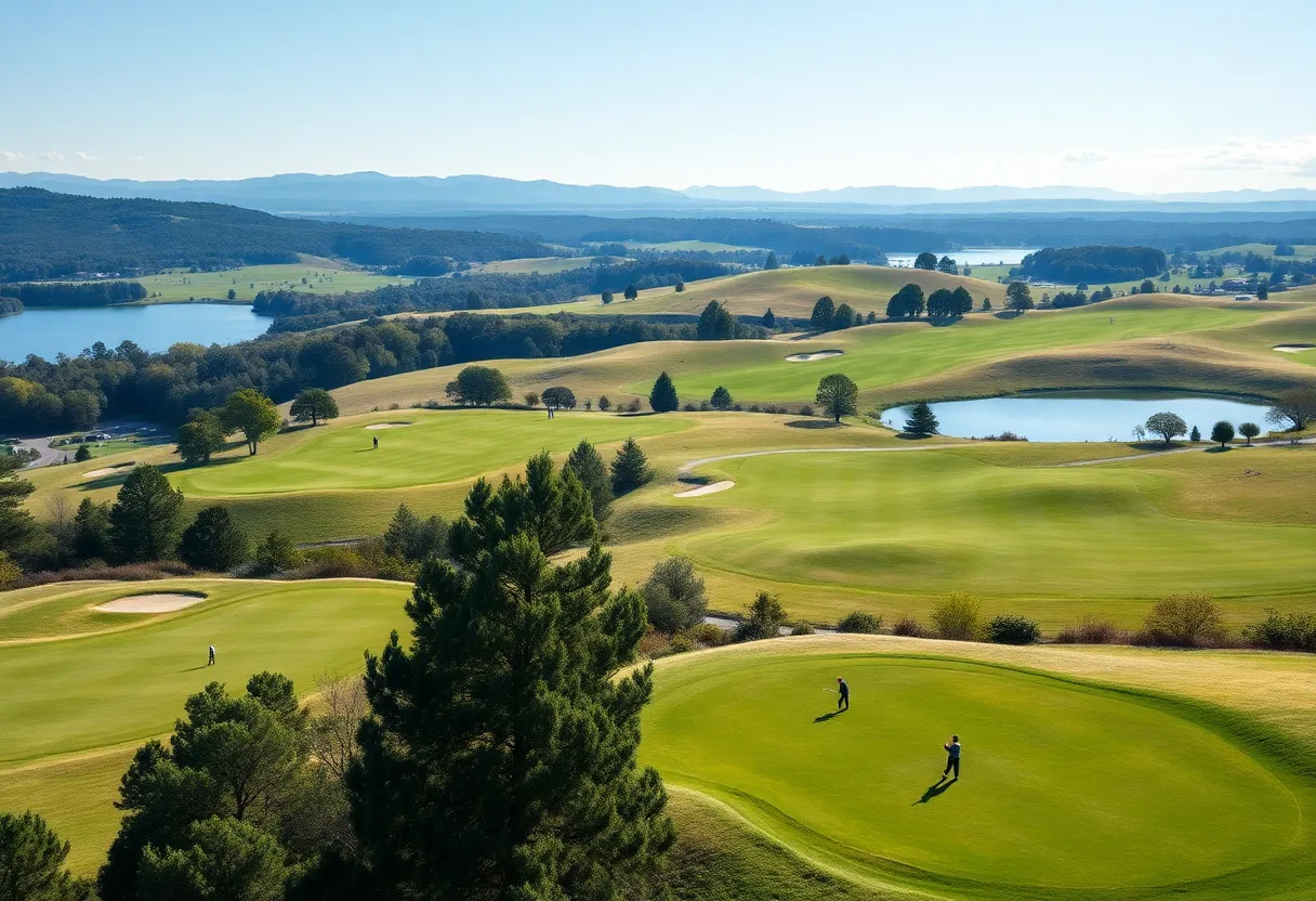 Tyoga Golf Course with beautiful scenery and golfers playing