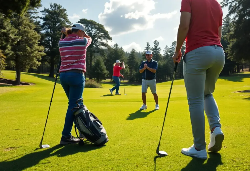 Display of premium golf equipment in a retail setting