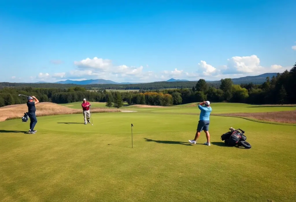 A golfer practicing on a lengthened golf course