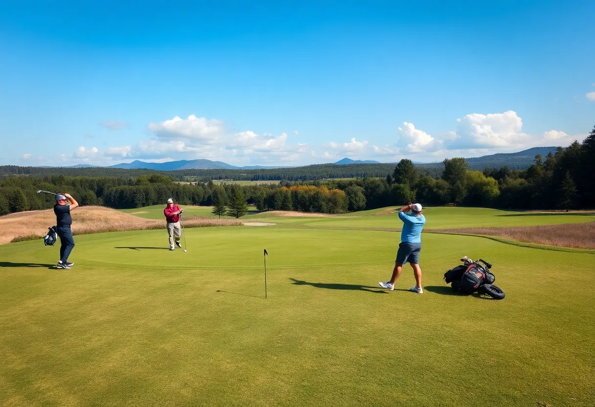 A golfer practicing on a lengthened golf course