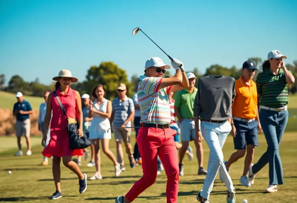 Golf equipment and apparel on a golf course