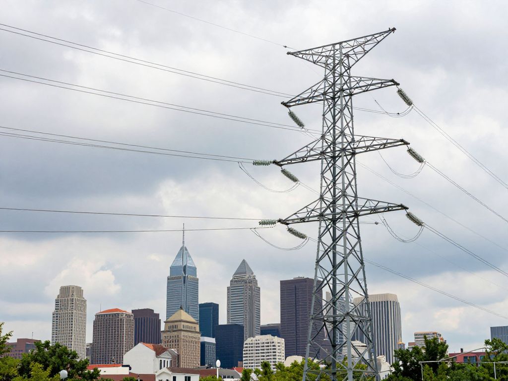 Utility power lines in Philadelphia symbolizing rate hikes